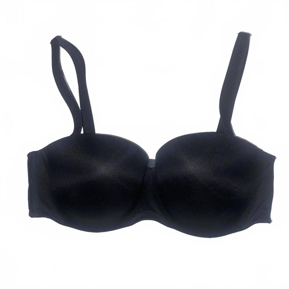 Victoria’s Secret Strapless Bra 34D Black Lined Convertible Underwire Lingerie